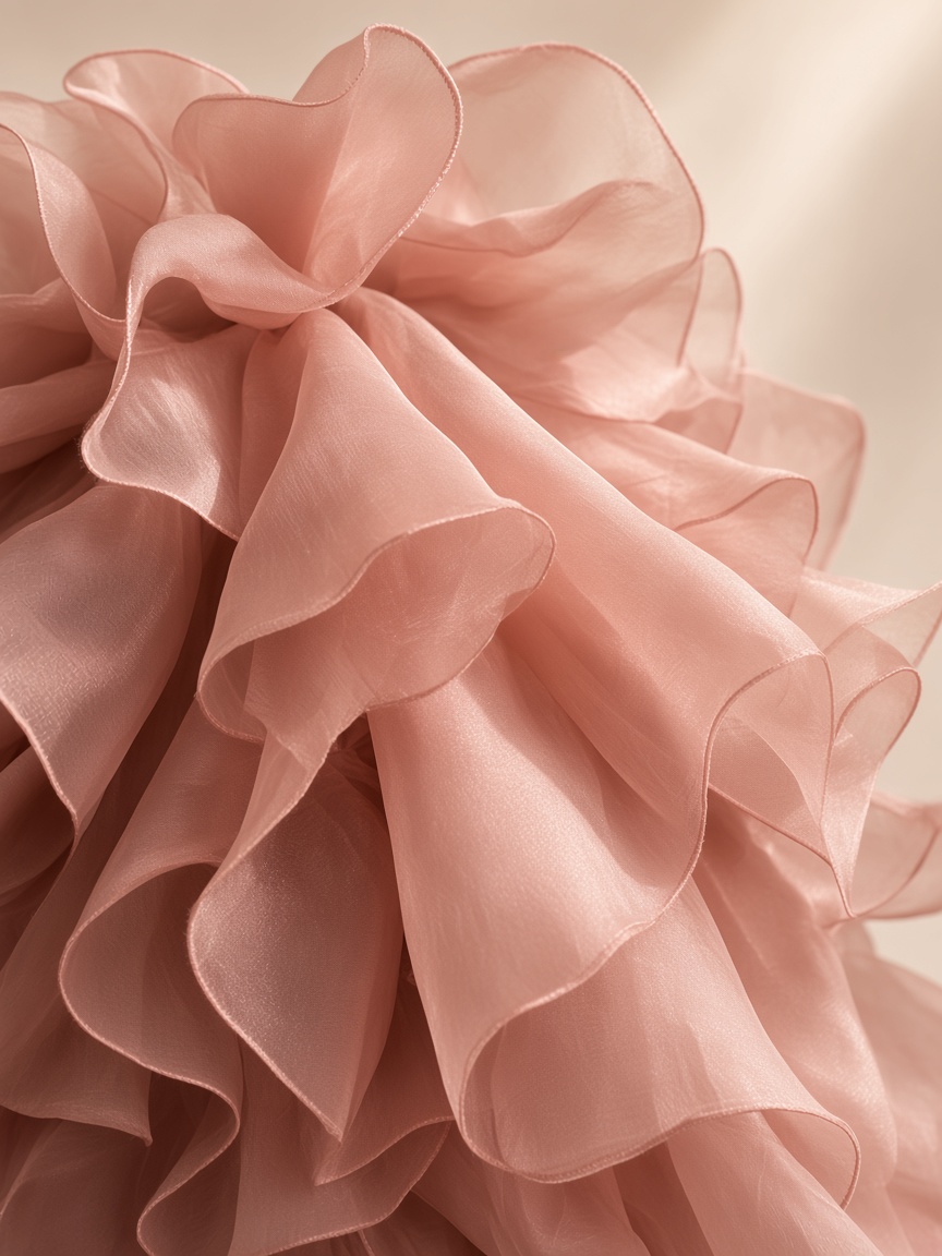 Blush ruffled silk from the women’s wear collection.