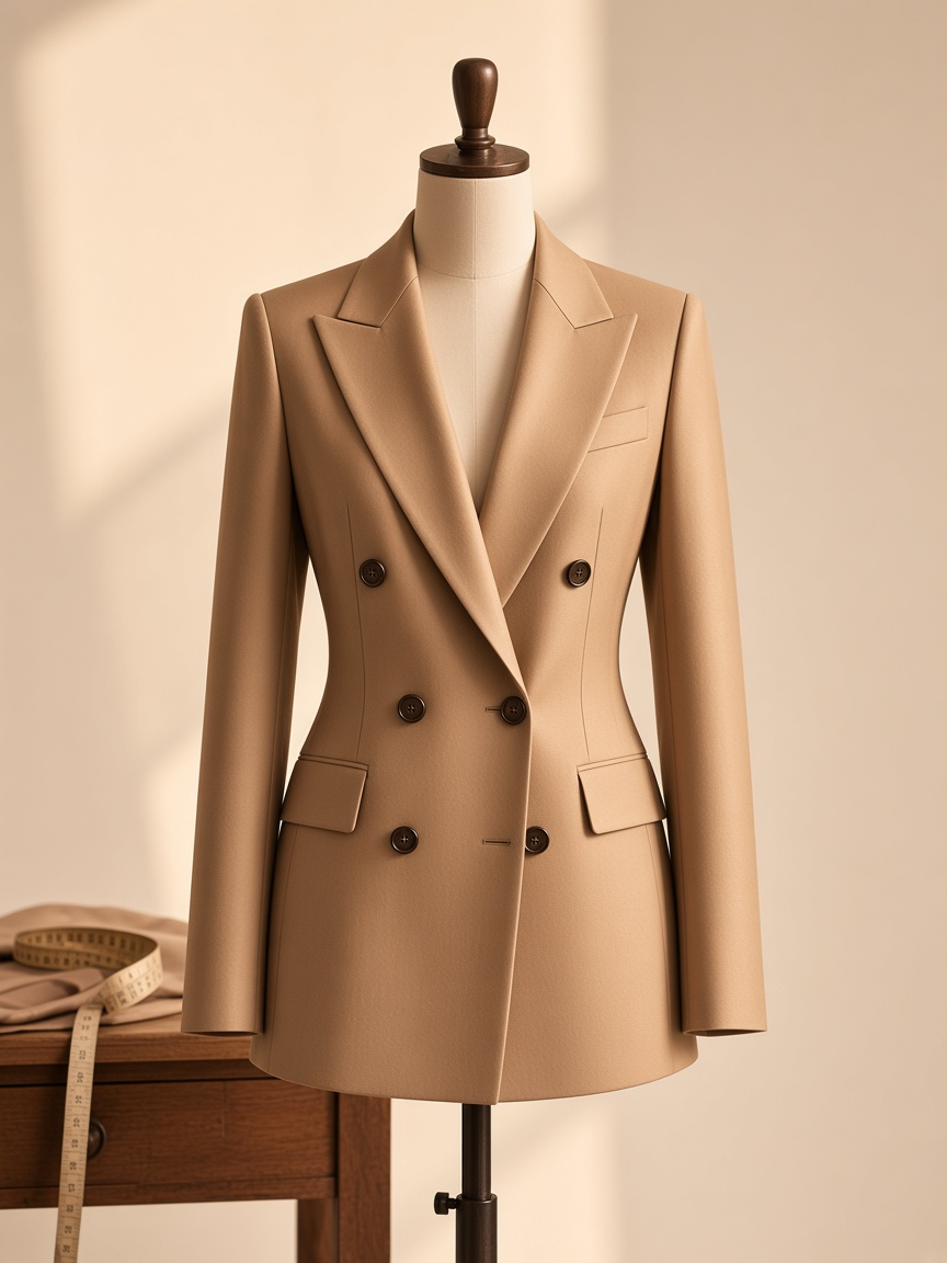 Tailored camel blazer from the workwear collection.